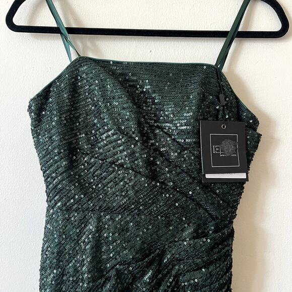 Mac Duggal sequined midi strapless dress size 2 emerald green MC - Picture 3 of 6